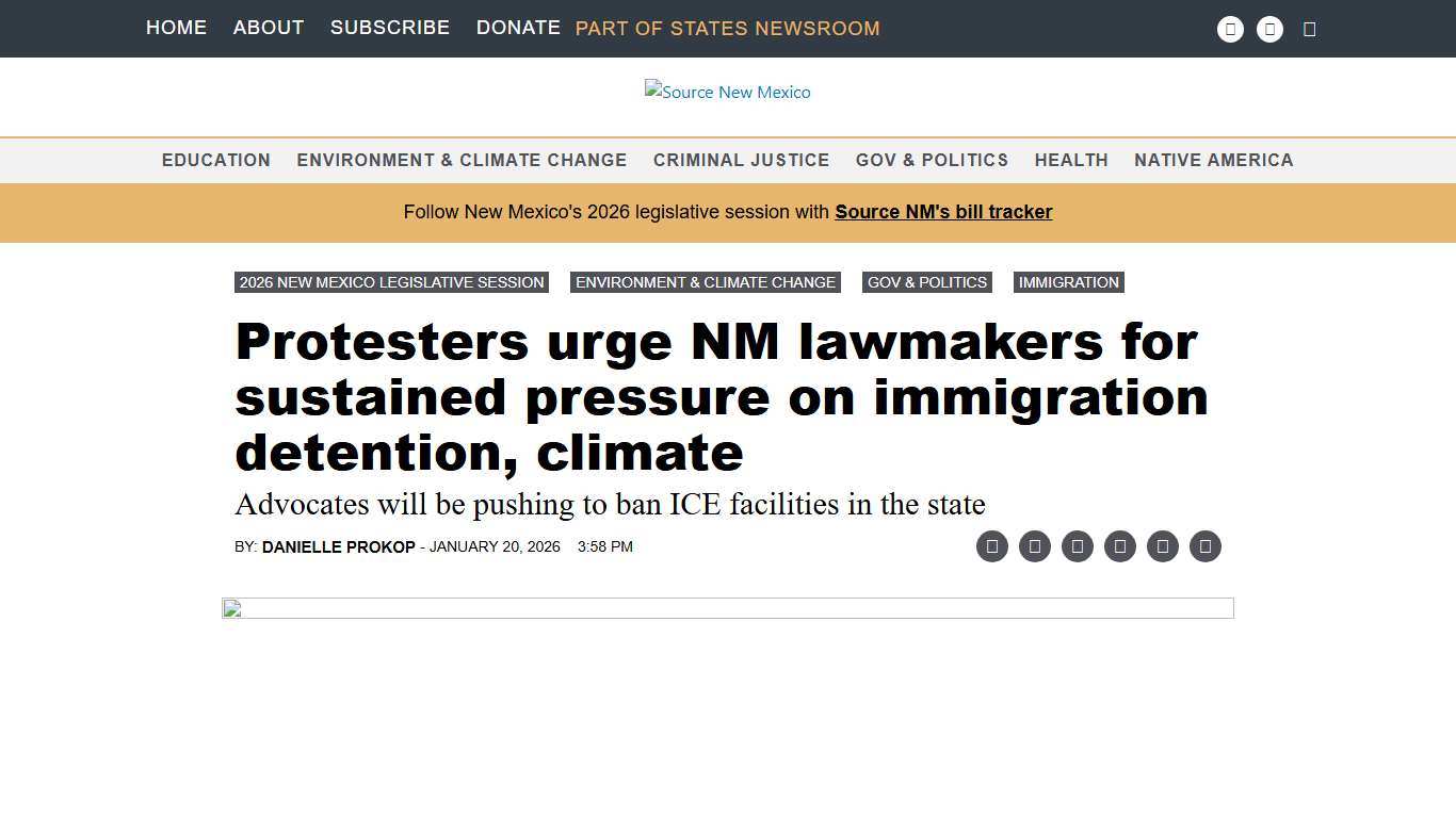 Protesters urge NM lawmakers for sustained pressure on immigration detention, climate • Source New Mexico